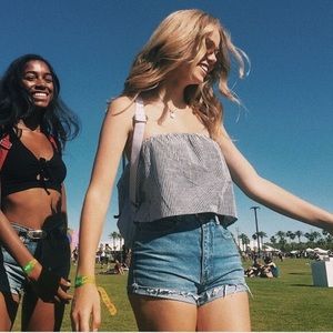 Pinstripe Flowy Tube Top